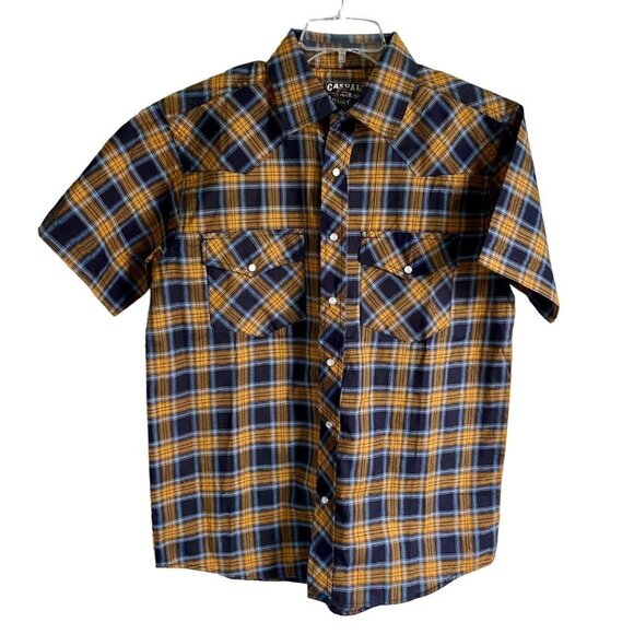 Casual Country Outfitters Plaid Western Shirt Pearl Snap Buttons Men's Small NEW - Picture 1 of 7